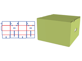 开槽型纸箱,隔板+手孔,一体成型,水果箱,运输包装,4个装包装设计,农产品包装结构设计