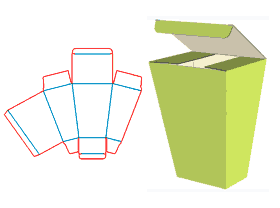 上宽下窄管式盒,梯形盒结构设计,包装彩盒设计,双插盒,异形盒,管式盒延伸盒型